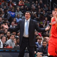 Head Coach Kevin McHale reacts during the game between the Houston Rockets
